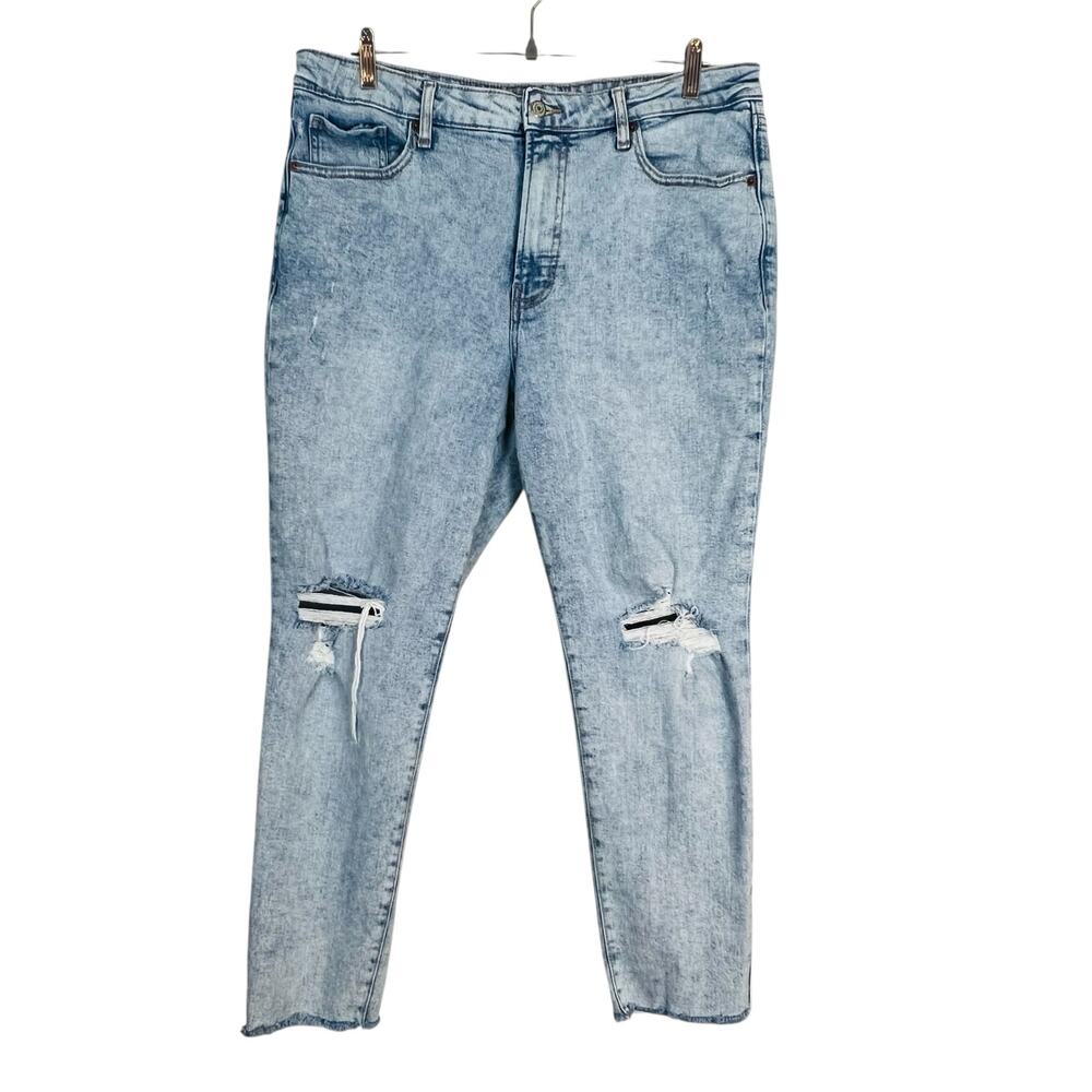 Old Navy OG Straight Jeans Women’s Size 16 Distressed High Rise Raw Hem